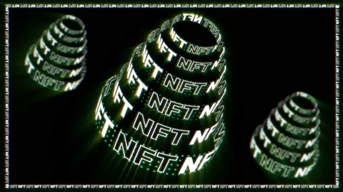 NFT CryptoArt Sign Animation. Rotating Cylinder Shape. NFT Metaverse Concept. Stock Footage 185959807