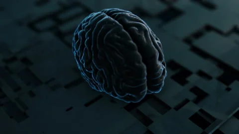 NFT Digital Artificial intelligence Brain in Technology Board Stock Footage 219560549
