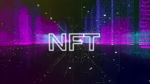 NFT Digital Hologram 3D City Animation. Virtual Reality. Digital Technology. Stock Footage 173369448