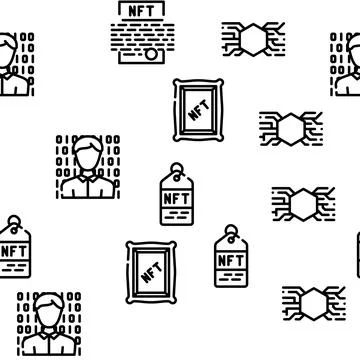 Nft Digital Technology Vector Seamless Pattern Stock Illustration