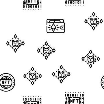 Nft Digital Technology Vector Seamless Pattern イラスト素材