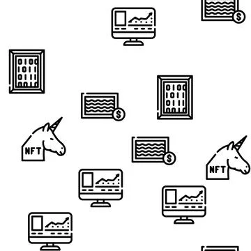 Nft Digital Technology Vector Seamless Pattern 库存插图