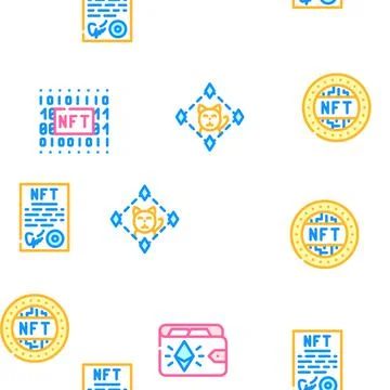 Nft Digital Technology Vector Seamless Pattern イラスト素材
