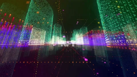 NFT Digital Virtual City Animation. NFT Metaverse. Digital Technology Concept. Stock Footage 172162804