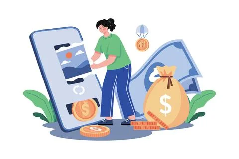 NFT Exchange Illustration concept on white background Stock Illustration