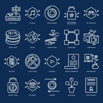 NFT icon set in line style Stock Illustration