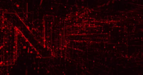 NFT Inscription Made Of Red Binary Code Particles Animation. NFT Metaverse. Stock Footage 190483587