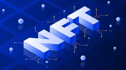 NFT Isometric Concept Illustration Stock Illustration