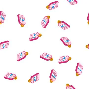 Nft label isometric icon seamless pattern Stock Illustration