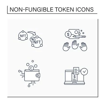 NFT line icons set Stock Illustration