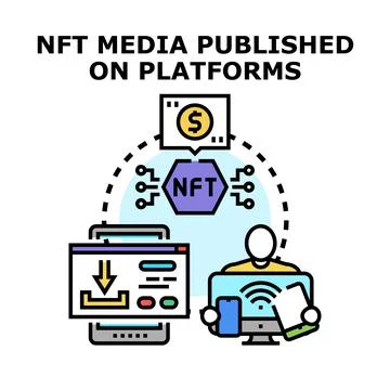 Nft media publishing and minting process concept Stock Illustration
