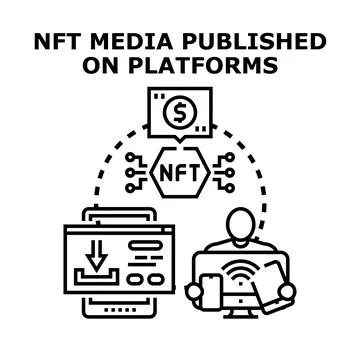 Nft media publishing and minting process concept イラスト素材