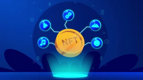 NFT Mint Space with Cryptocurrency Coin Stock Footage 219559956