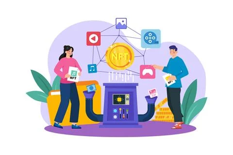 NFT minting process Illustrazione stock