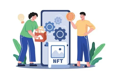 NFT Minting Process Illustration concept on white background Stock Illustration