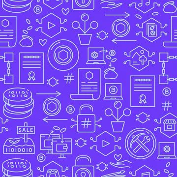 NFT seamless pattern in line style Stock Illustration