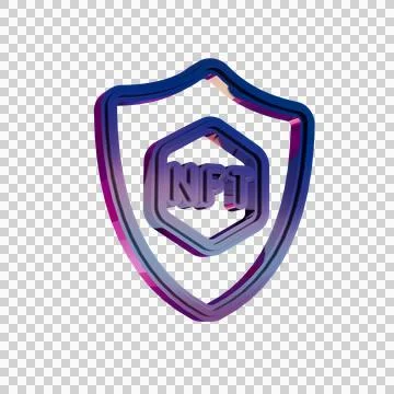 NFT Security Shield Icon in Neon Gradient Style.. Stock Illustration