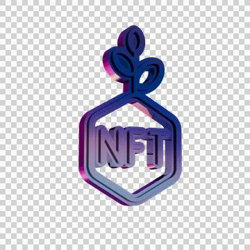 NFT Security Shield Icon in Neon Gradient Style.. Stock Illustration