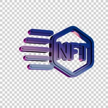 NFT Security Shield Icon in Neon Gradient Style.. Stock Illustration