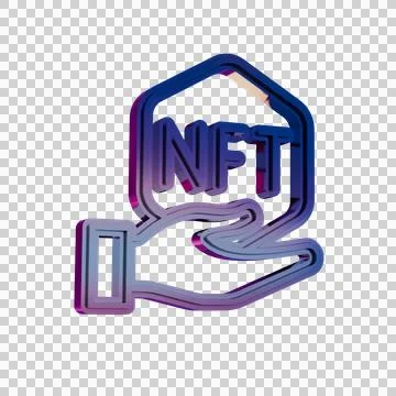 NFT Security Shield Icon in Neon Gradient Style.. Illustrazione stock