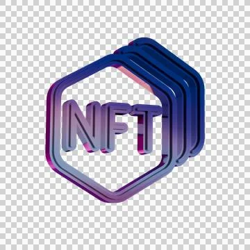 NFT Security Shield Icon in Neon Gradient Style.. Stock Illustration