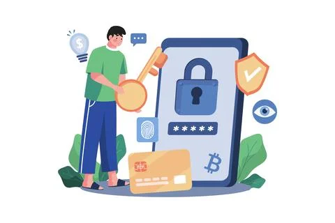 NFT Security Token Illustration concept on white background イラスト素材