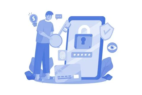 NFT Security Token Illustration concept. A flat illustration isolated on wh.. イラスト素材
