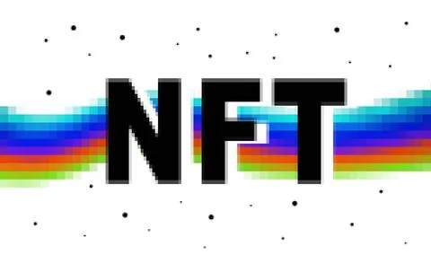 NFT sign over white background. New trend for future investment and virtual Stock Illustration