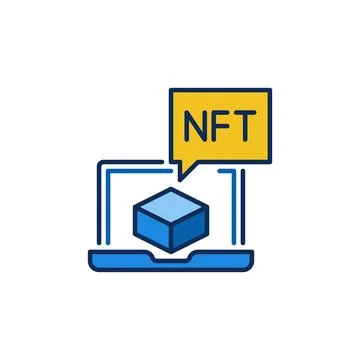 NFT in Speech Bubble and Laptop vector concept colored icon Stock Illustration