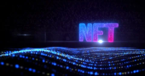 NFT symbol on flowing digital waves Stock Footage 317301721