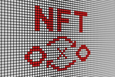 NFT text scoreboard blurred background 3d illustration Stock Illustration