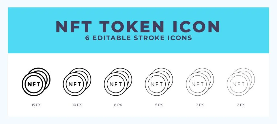 Nft token icon in thin line. Bold line. Regular line. Editable stroke. Stock Illustration