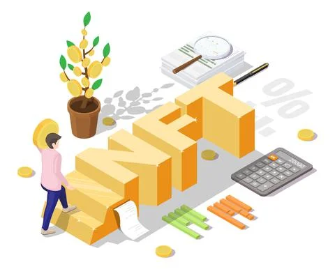 NFT trading vector man trader making investment Stock Illustration