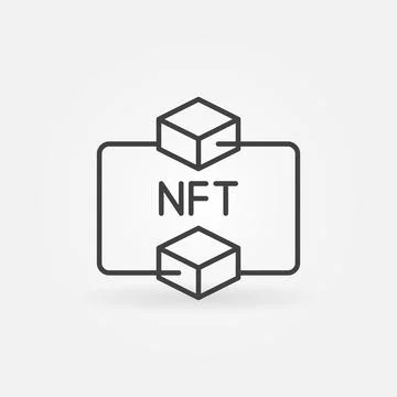 NFT with Two Blockchain Blocks linear vector concept icon Stock Illustration