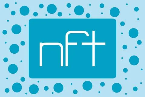 NFT typography text on blue background. Non-fungible token Stock Illustration