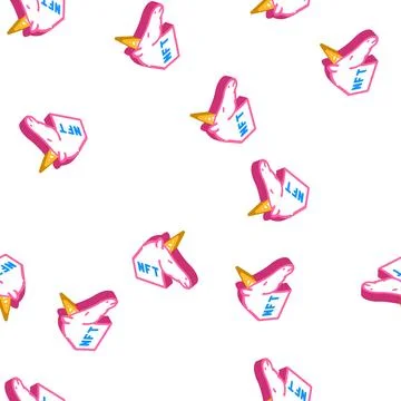 Nft unicorn isometric icon seamless pattern Stock Illustration