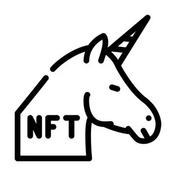 Nft unicorn line icon vector illustration Illustration