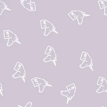Nft unicorn line vector seamless pattern Stock Illustration