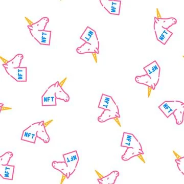 Nft unicorn vector seamless pattern Illustrazione stock