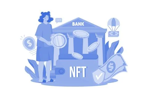 NFT Wallet Illustration concept. A flat illustration isolated on white back.. Stock Illustration