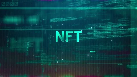 NFT Word on High Technology Futuristic Background Stock Footage 343593939