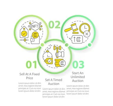 NFTs minting process circle infographic template Stock Illustration