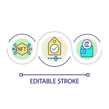 NFTs selling loop concept icon Stock Illustration