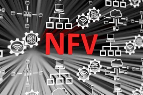 NFV concept blurred background 3d render illustration Stock Illustration