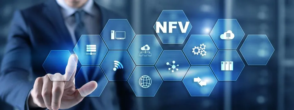 NFV Network Function Virtualization. Architecture Technologies Virtual Machines Foto stock