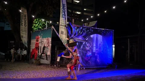 Ngajat traditional Iban dance performance Stock Footage