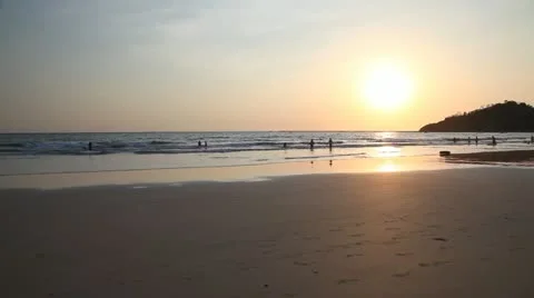 Ngapali beach sunset, Myanmar Stockbeeldmateriaal 11133349