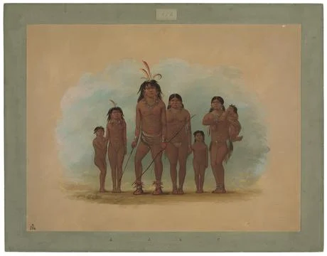Nga,UK,16th-19th c.George Catlin, Lengua Chief, His Two Wives, and Four Children Stock Photos