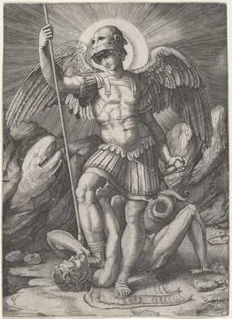 Nga,UK,16th-19th c.Marco Dente after Raphael, Saint Michael, c 1520 Stock Photos
