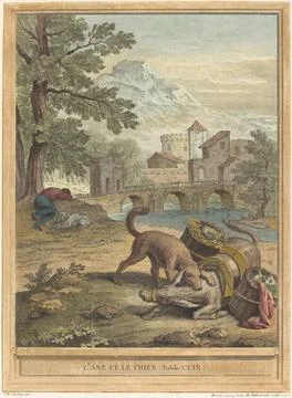 Nga,UK,16th-19th c.Michel Aubert after Jean Baptiste Oudry, L'ane et le chien (T Stock Photos